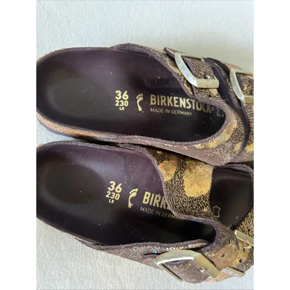 Birkenstock Exquisite Arizona Lux Metallic Sandals Size 36 Brown Free People
